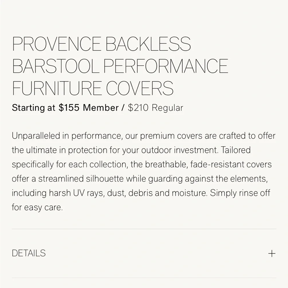 NEW⭐️Restoration Hardware Provence backless bar chair cover for outdoors $210